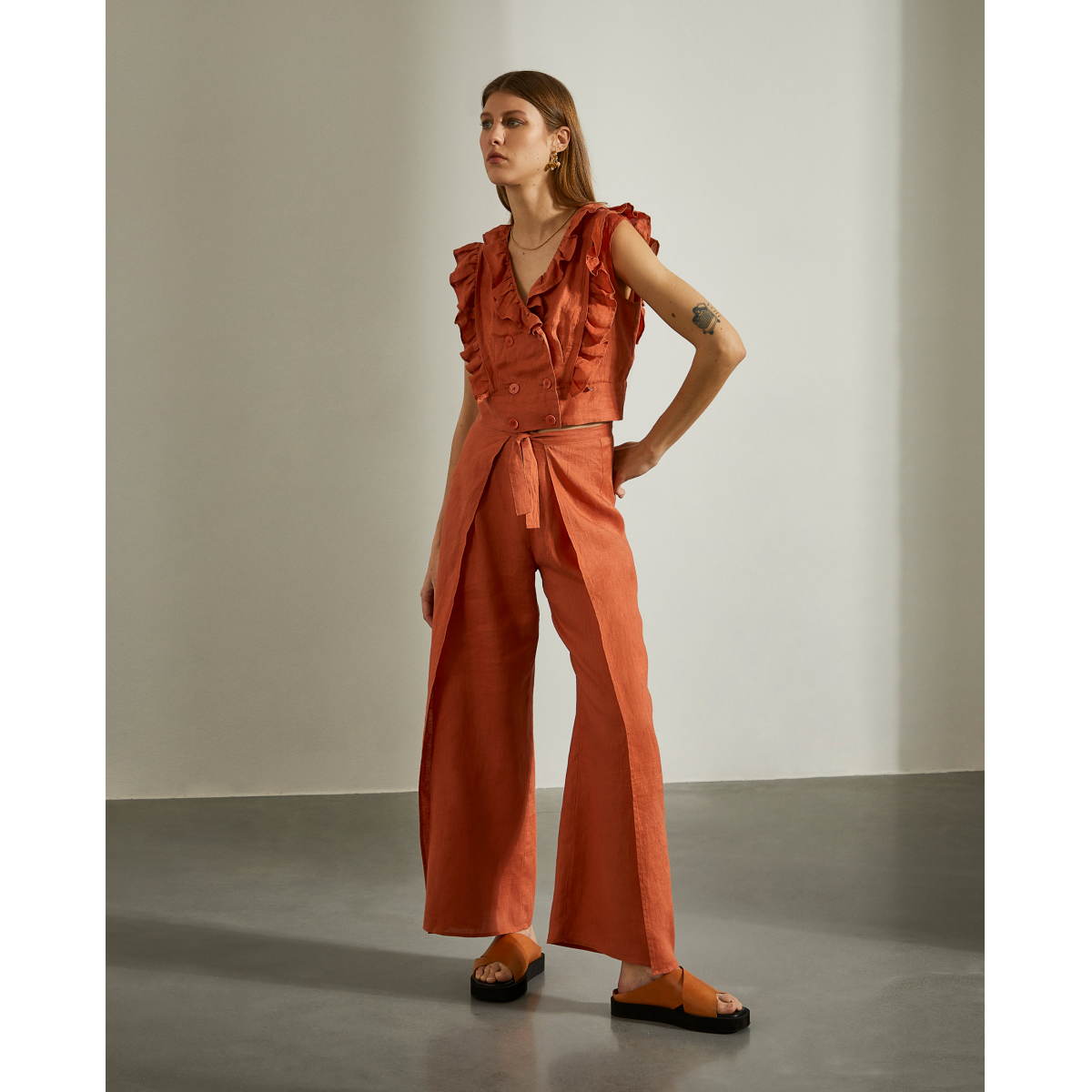 100% linen pareo trousers - LP002993_280 | LION OF PORCHES